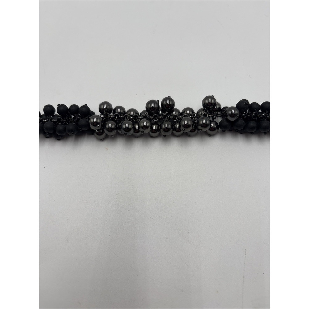 Lia Sophia Necklace Choker Black Beads 16" Inch Gun Metal GrayRare Discontinued - Picture 4 of 13